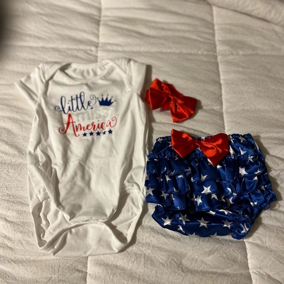 Little‎ Miss America Baby Outfit Fourth Of July 3-9 Months Precious Baby Outfit - Picture 4 of 6